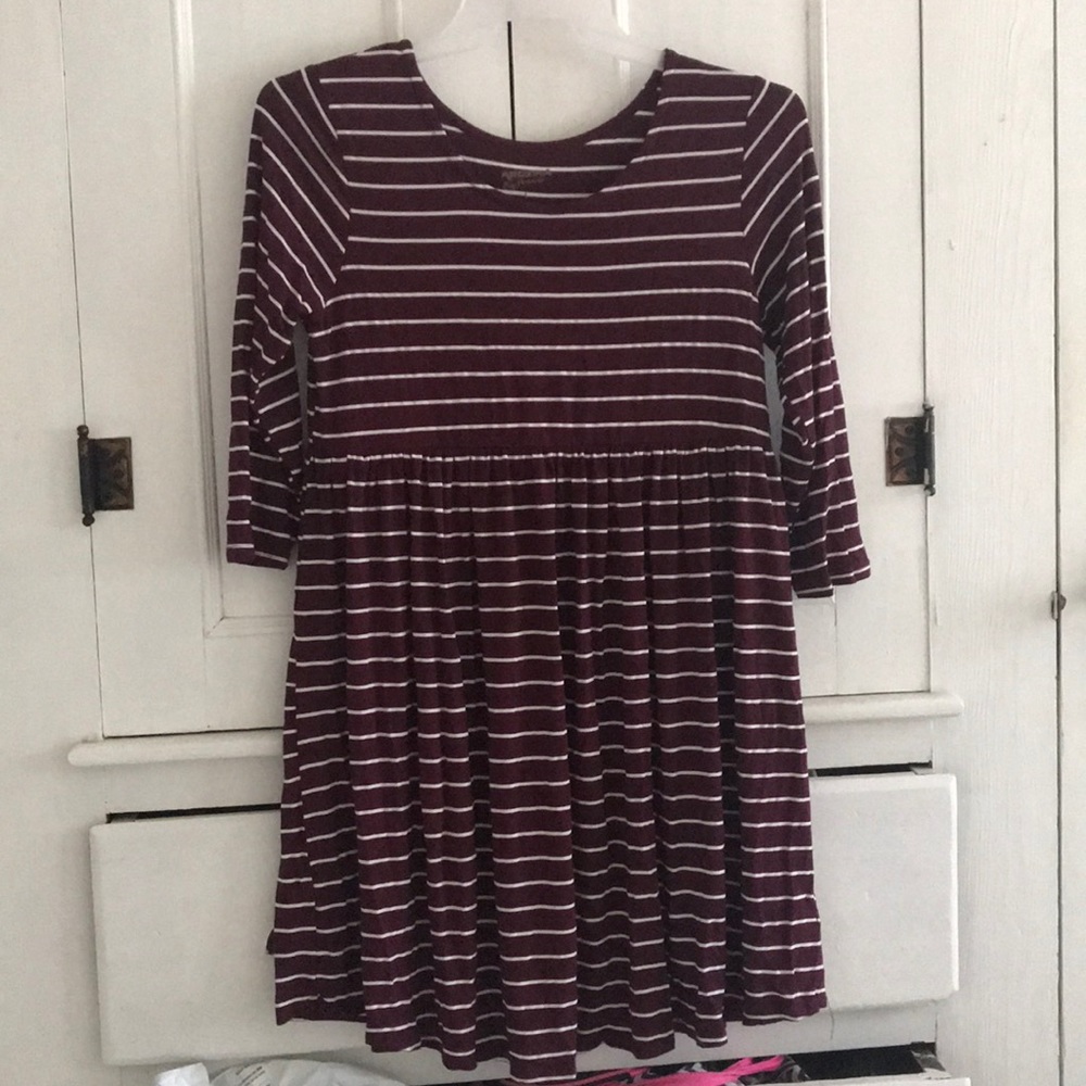 NWOT Burgundy and white striped soft dress